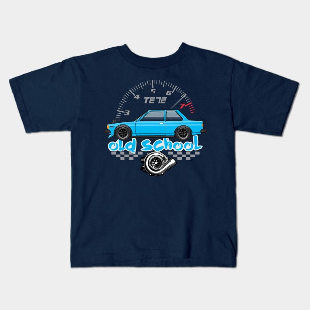 old school cyan Kids T-Shirt by JRCustoms44